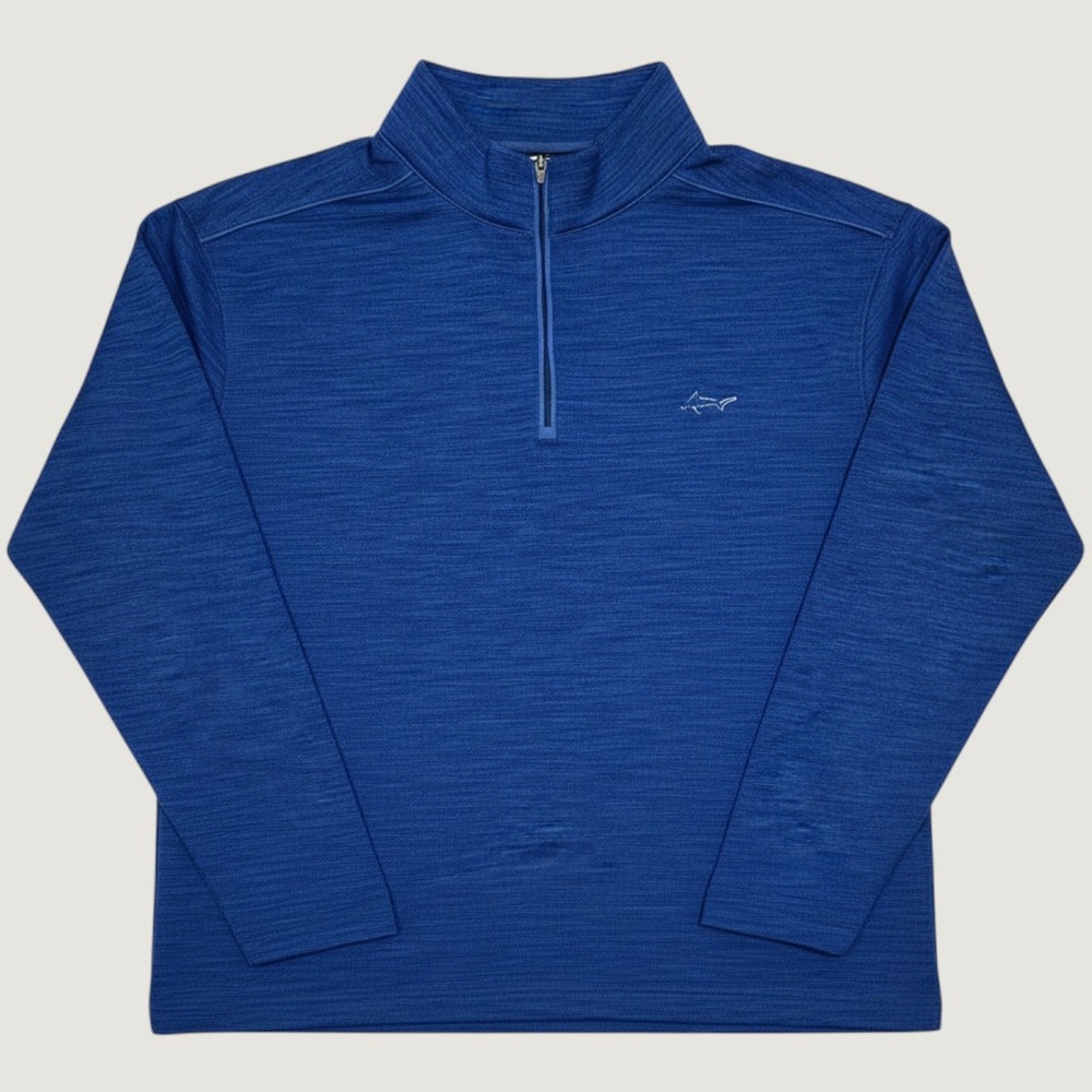 Greg Norman Play Dry Golf Polo Shirt Mens XXL 2XL Blue Short Sleeve Shark Logo